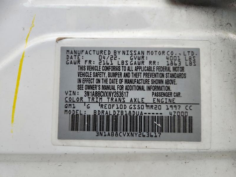 62481236 :رقم المزاد ، 3N1AB8CVXNY263617 vin ، 2022 Nissan Sentra مزاد بيع