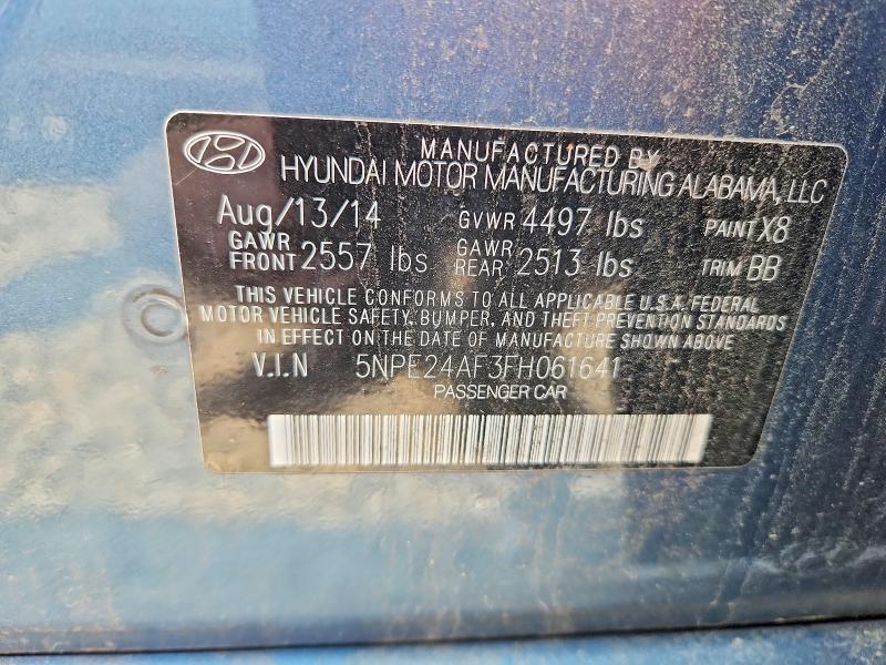 61303276 :رقم المزاد ، 5NPE24AF3FH061641 vin ، 2015 Hyundai Sonata مزاد بيع