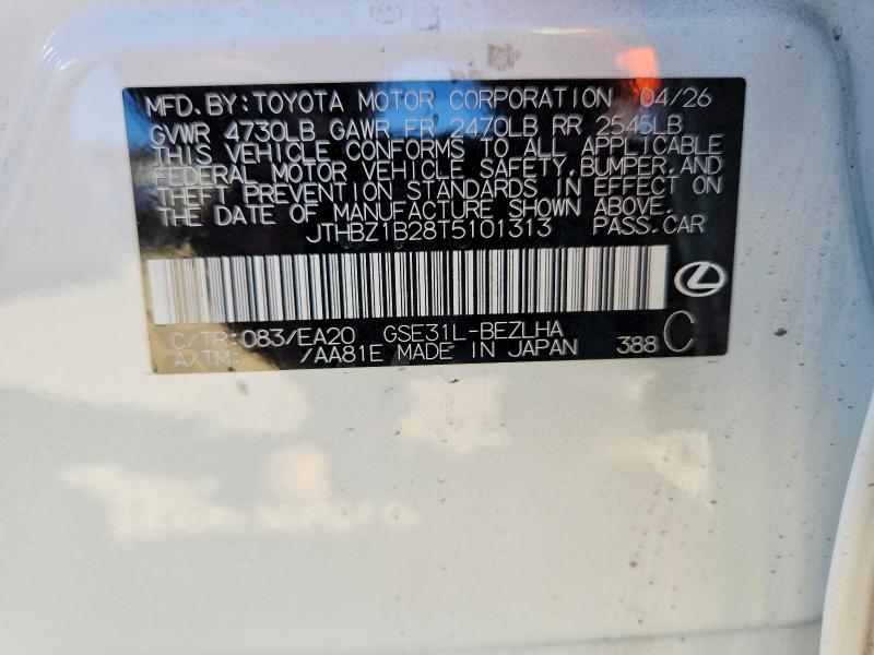 Aukcja sprzedaży 2026 Lexus Is 350, vin: JTHBZ1B28T5101313, numer aukcji: 62284526