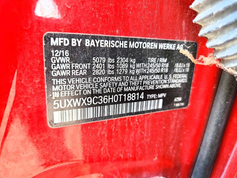 2017 Bmw X3 მანქანა იყიდება აუქციონზე, vin: 5UXWX9C36H0T18814, აუქციონის ნომერი: 61729976