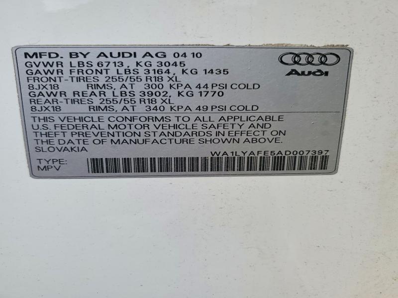 Продажа на аукционе авто 2010 Audi Q7, vin: WA1LYAFE5AD007397, номер лота: 61552896