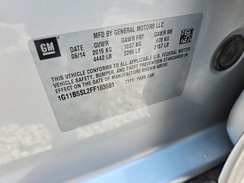 Продажа на аукционе авто 2015 Chevrolet Malibu, vin: 1G11B5SL2FF103681, номер лота: 62322376