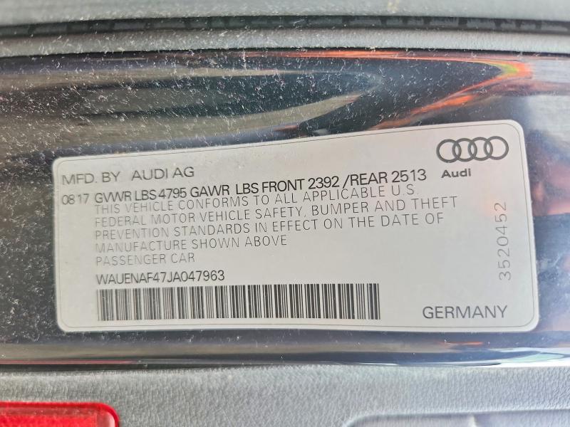 Aukcja sprzedaży 2018 Audi A4, vin: WAUENAF47JA047963, numer aukcji: 60041726