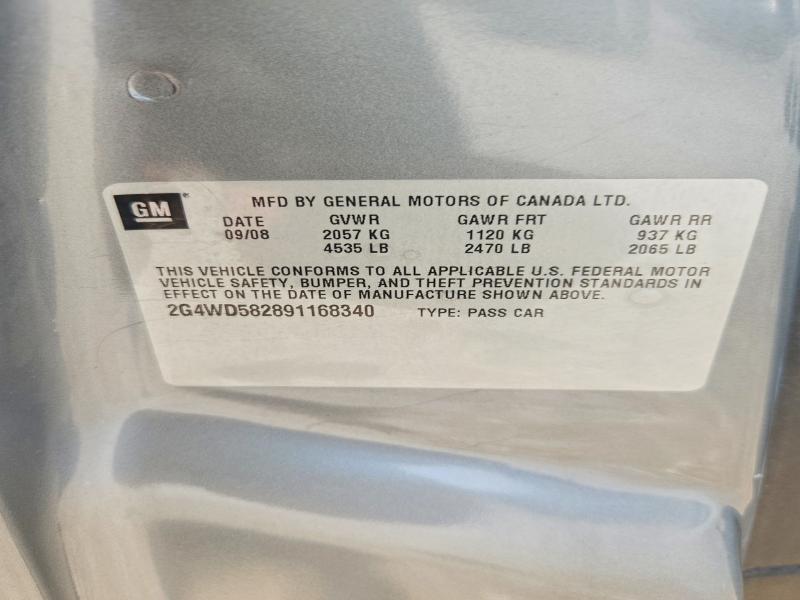 2009 Buick Lacrosse მანქანა იყიდება აუქციონზე, vin: 2G4WD582891168340, აუქციონის ნომერი: 61855696