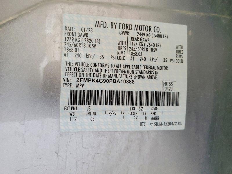 60591936 :رقم المزاد ، 2FMPK4G90PBA10388 vin ، 2023 Ford Edge مزاد بيع