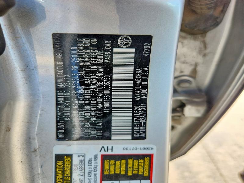 60990046 :رقم المزاد ، 4T1BD1EB1DU005750 vin ، 2013 Toyota Avalon Hybrid مزاد بيع