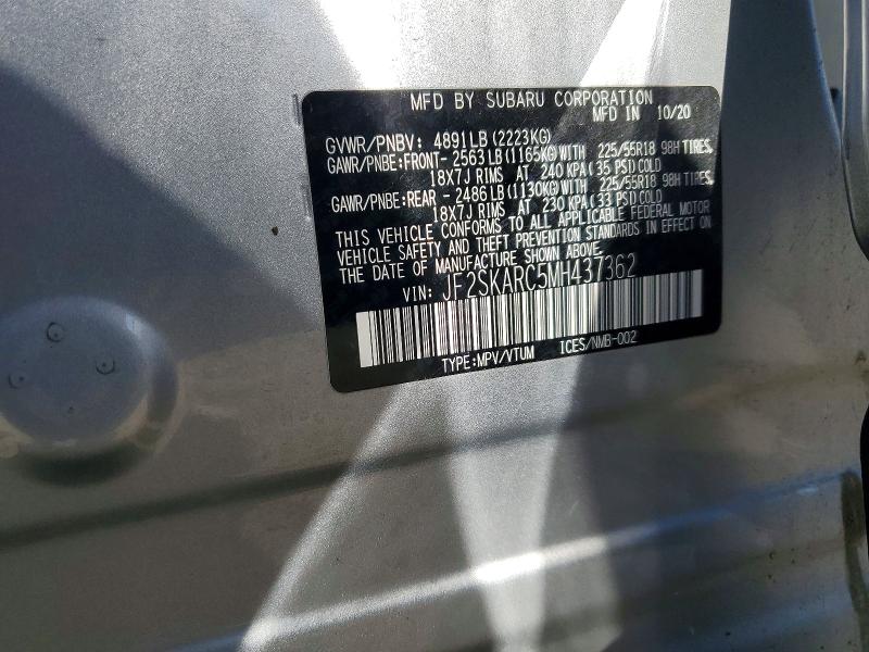 Aukcja sprzedaży 2021 Subaru Forester, vin: JF2SKARC5MH437362, numer aukcji: 60079046