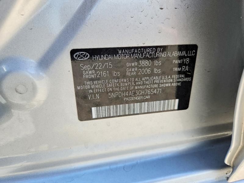 Aukcja sprzedaży 2016 Hyundai Elantra, vin: 5NPDH4AE3GH765471, numer aukcji: 62635936