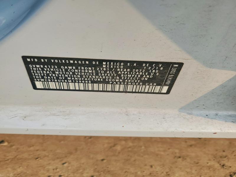 60174906 :رقم المزاد ، 3VWCB7BU0KM139686 vin ، 2019 Volkswagen Jetta مزاد بيع