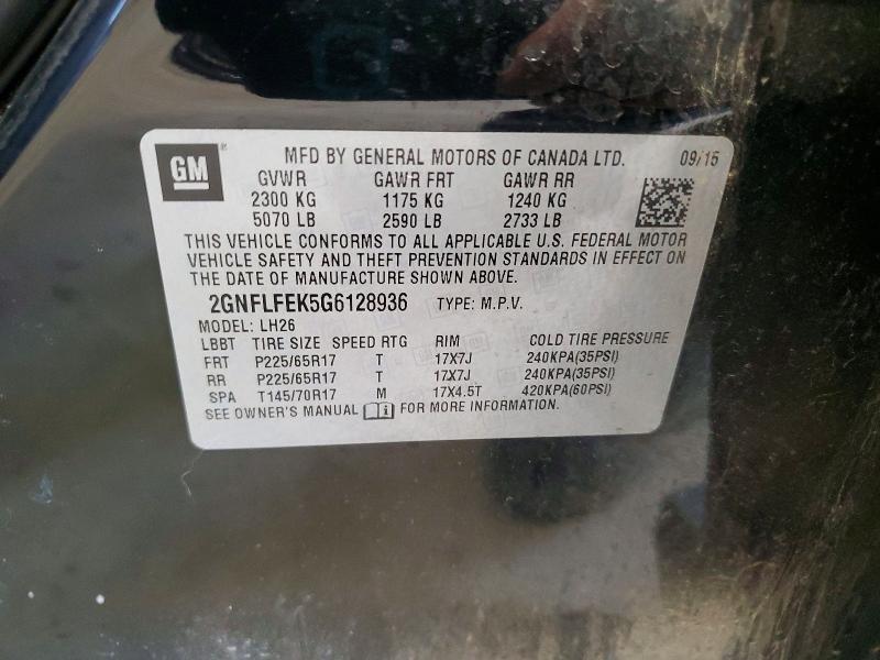 Aukcja sprzedaży 2016 Chevrolet Equinox, vin: 2GNFLFEK5G6128936, numer aukcji: 62072286