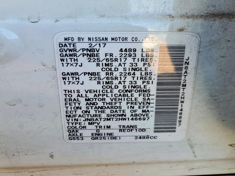 Aukcja sprzedaży 2017 Nissan Rogue, vin: JN8AT2MT2HW146697, numer aukcji: 59189876