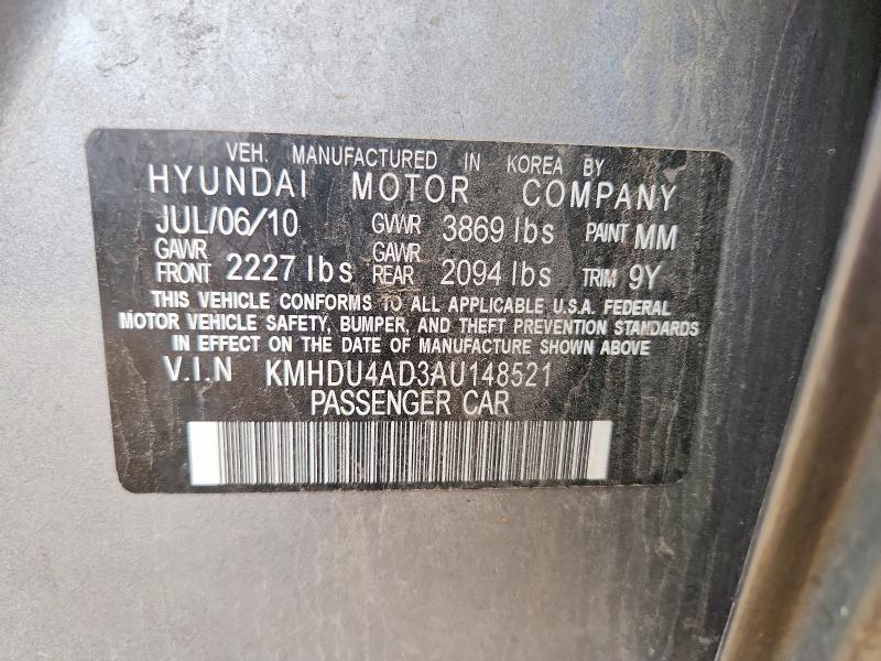 Продаж на аукціоні авто 2010 Hyundai Elantra, vin: KMHDU4AD3AU148521, номер лоту: 61397656