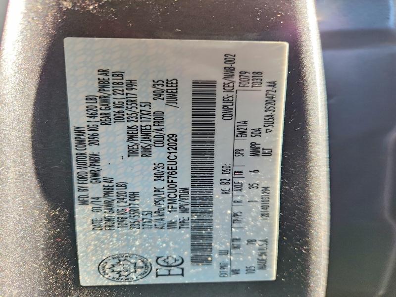 Продажа на аукционе авто 2014 Ford Escape, vin: 1FMCU0F76EUC12029, номер лота: 62055216