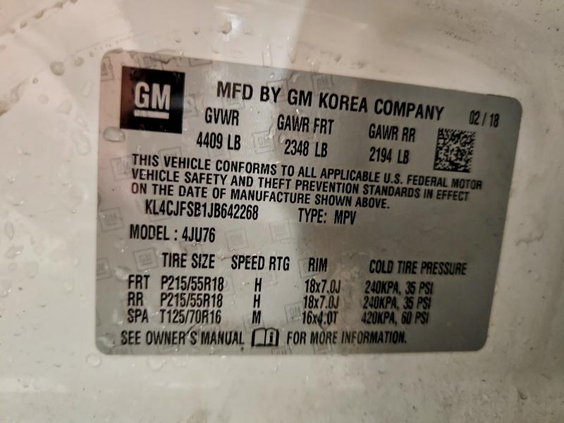Продажа на аукционе авто 2018 Buick Encore, vin: KL4CJFSB1JB642268, номер лота: 59969936