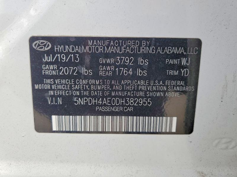 Aukcja sprzedaży 2013 Hyundai Elantra, vin: 5NPDH4AE0DH382955, numer aukcji: 60882936