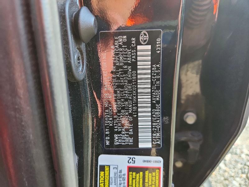 Aukcja sprzedaży 2019 Toyota Camry, vin: 4T1B11HKXKU211800, numer aukcji: 60578986