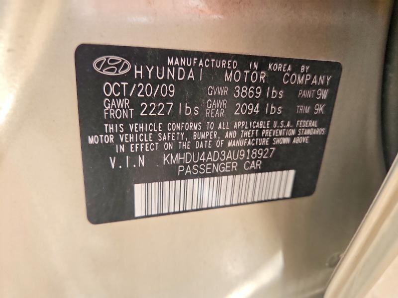 Продажа на аукционе авто 2010 Hyundai Elantra, vin: KMHDU4AD3AU918927, номер лота: 62236756