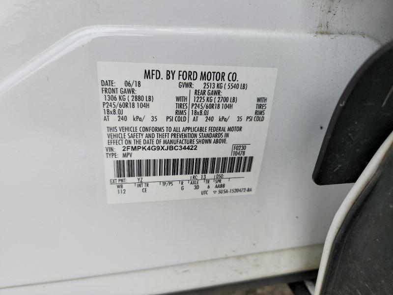 Aukcja sprzedaży 2018 Ford Edge, vin: 2FMPK4G9XJBC34422, numer aukcji: 59628226