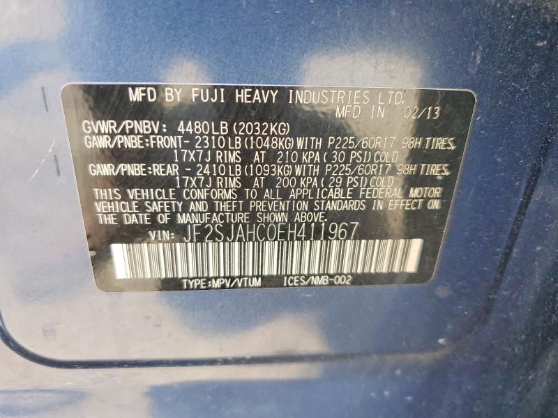 Aukcja sprzedaży 2014 Subaru Forester, vin: JF2SJAHC0EH411967, numer aukcji: 59698516