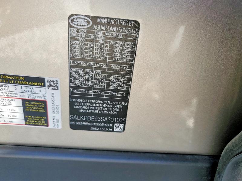 62606576 :رقم المزاد ، SALKPBE93SA301035 vin ، 2025 Land Rover Range Rover مزاد بيع