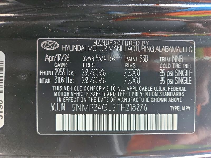 Aukcja sprzedaży 2026 Hyundai Santa Fe, vin: 5NMP24GL5TH218276, numer aukcji: 61419566