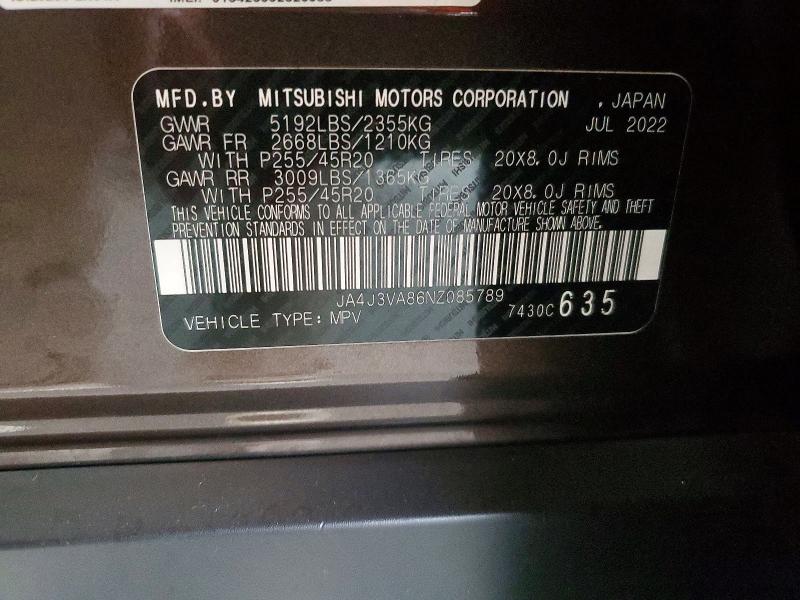 Aukcja sprzedaży 2022 Mitsubishi Outlander, vin: JA4J3VA86NZ085789, numer aukcji: 62987866