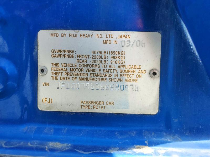 Продажа на аукционе авто 2006 Subaru Impreza, vin: JF1GD79636G520976, номер лота: 60118246