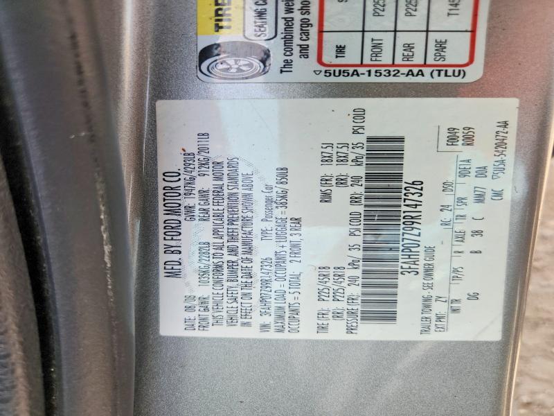 2009 Ford Fusion მანქანა იყიდება აუქციონზე, vin: 3FAHP07Z99R147326, აუქციონის ნომერი: 56989366