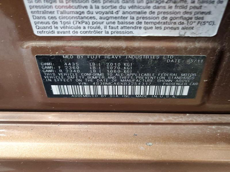 63385626 :رقم المزاد ، 4S3BMCA6XB3254317 vin ، 2011 Subaru Legacy مزاد بيع