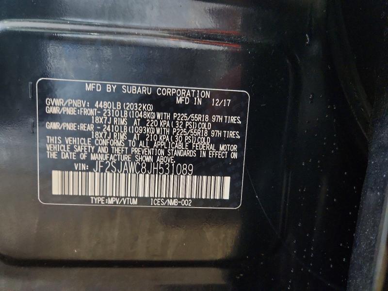 Продаж на аукціоні авто 2018 Subaru Forester, vin: JF2SJAWC8JH531089, номер лоту: 63167296