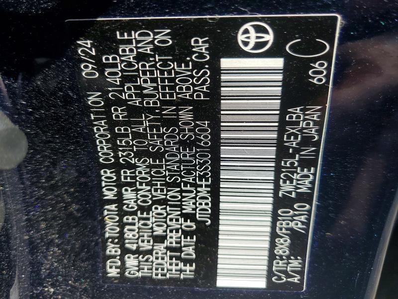 Aukcja sprzedaży 2025 Toyota Corolla Hybrid, vin: JTDBDMHE3S3016604, numer aukcji: 63747946