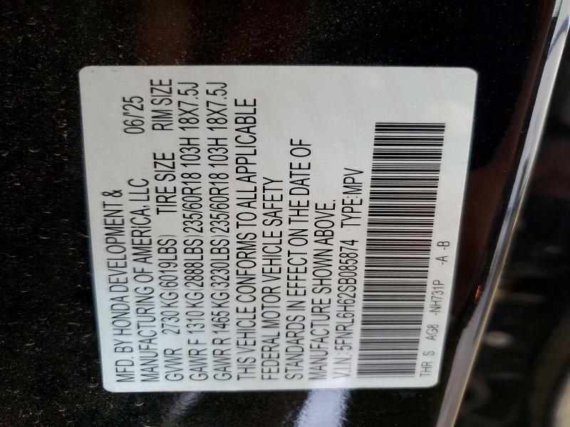 Продажа на аукционе авто 2025 Honda Odyssey, vin: 5FNRL6H62SB085874, номер лота: 62084056
