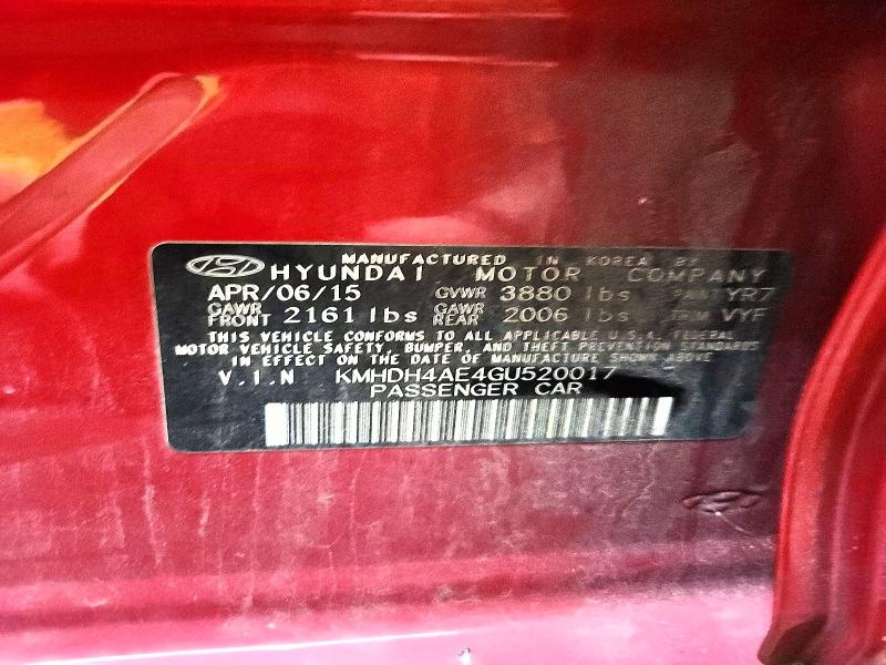 59823676 :رقم المزاد ، KMHDH4AE4GU520017 vin ، 2016 Hyundai Elantra مزاد بيع