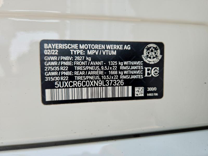Продажа на аукционе авто 2022 Bmw X5, vin: 5UXCR6C0XN9L37326, номер лота: 61983556