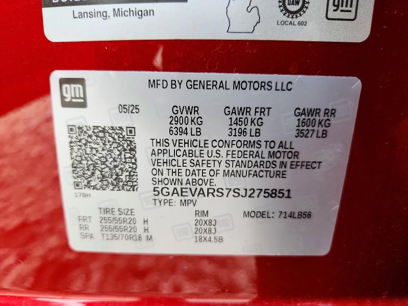 Auction sale of the 2025 Buick Enclave, vin: 5GAEVARS7SJ275851, lot number: 62859686