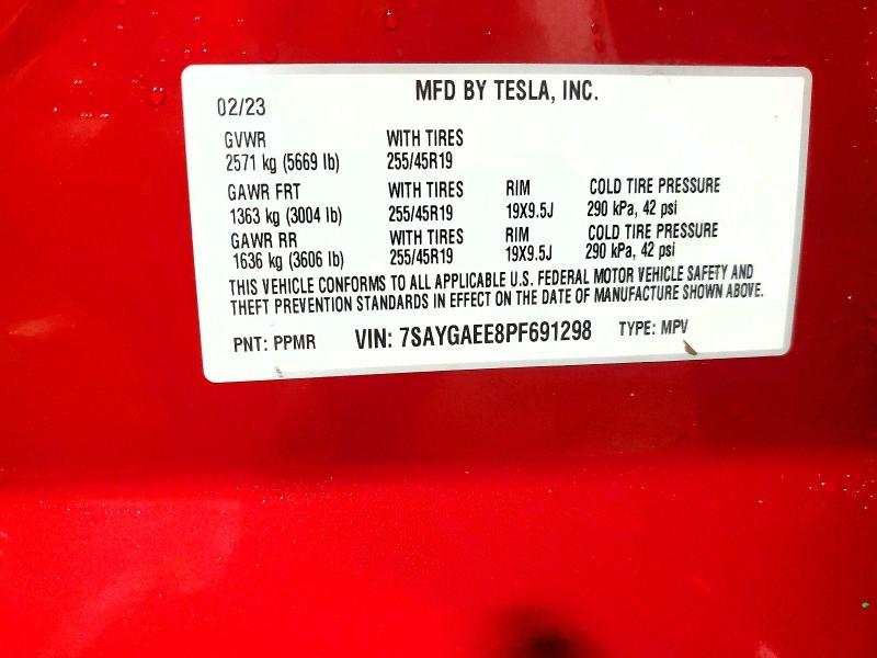 2023 Tesla Model Y მანქანა იყიდება აუქციონზე, vin: 7SAYGAEE8PF691298, აუქციონის ნომერი: 58823986