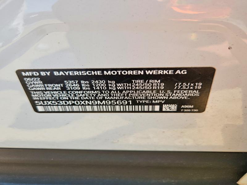 Продажа на аукционе авто 2022 Bmw X3, vin: 5UX53DP0XN9M95691, номер лота: 61157166