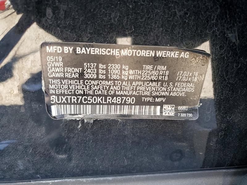 Aukcja sprzedaży 2019 Bmw X3, vin: 5UXTR7C50KLR48790, numer aukcji: 62544736