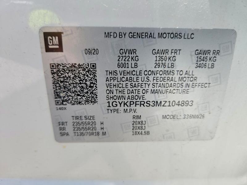 Auction sale of the 2021 Cadillac Xt6, vin: 1GYKPFRS3MZ104893, lot number: 62533446