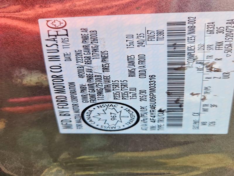 Aukcja sprzedaży 2006 Mazda B3000, vin: 4F4YR46U06PM03316, numer aukcji: 61379176