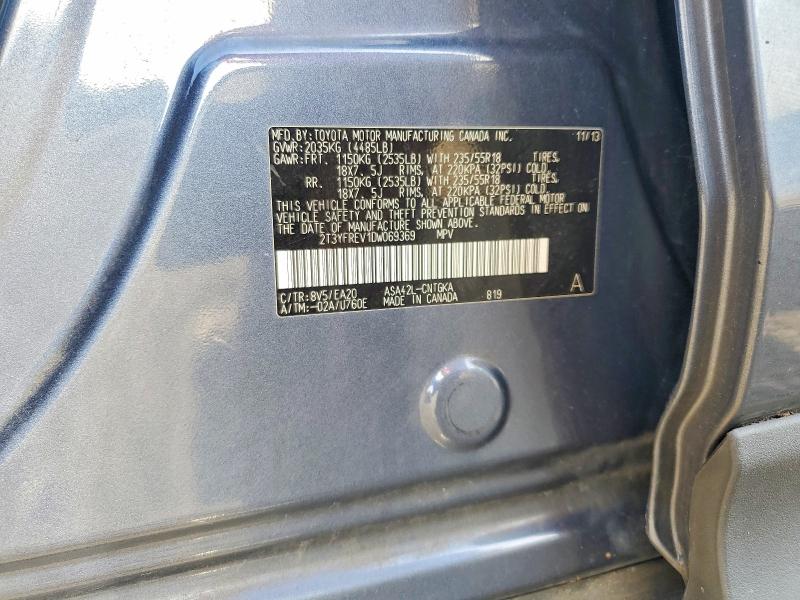Auction sale of the 2013 Toyota Rav4, vin: 2T3YFREV1DW069369, lot number: 61922636