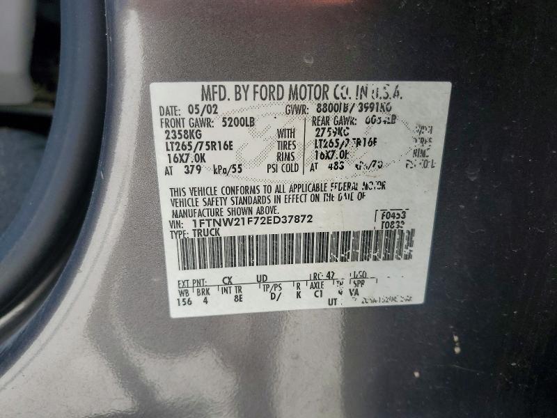 Продажа на аукционе авто 2002 Ford F250, vin: 1FTNW21F72ED37872, номер лота: 59272476