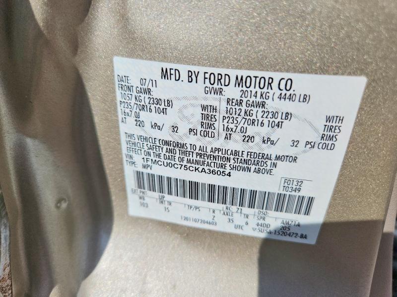 Aukcja sprzedaży 2012 Ford Escape, vin: 1FMCU0C75CKA36054, numer aukcji: 63241906