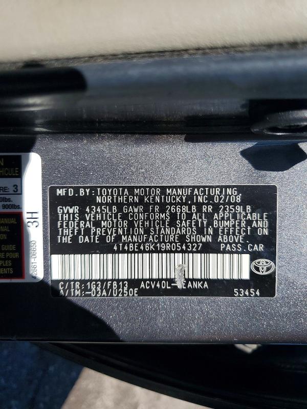 Продажа на аукционе авто 2009 Toyota Camry, vin: 4T4BE46K19R054327, номер лота: 60429506