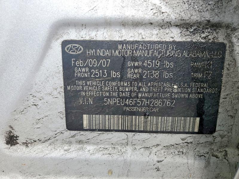 Продаж на аукціоні авто 2007 Hyundai Sonata, vin: 5NPEU46F57H286762, номер лоту: 62087136