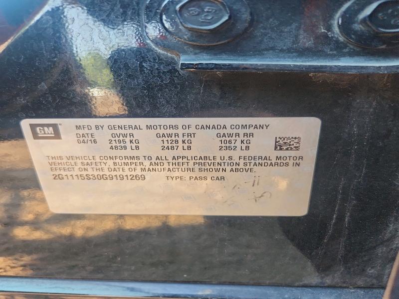 2016 Chevrolet Impala მანქანა იყიდება აუქციონზე, vin: 2G1115S30G9191269, აუქციონის ნომერი: 60944236