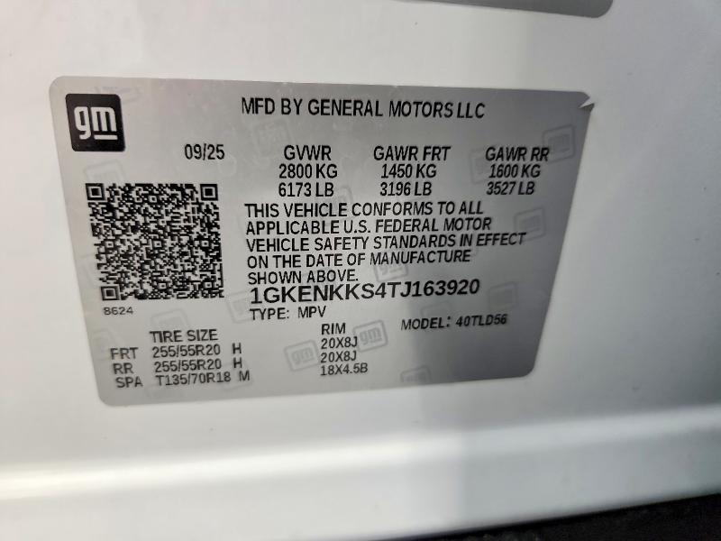 2026 Gmc Acadia მანქანა იყიდება აუქციონზე, vin: 1GKENKKS4TJ163920, აუქციონის ნომერი: 63116966