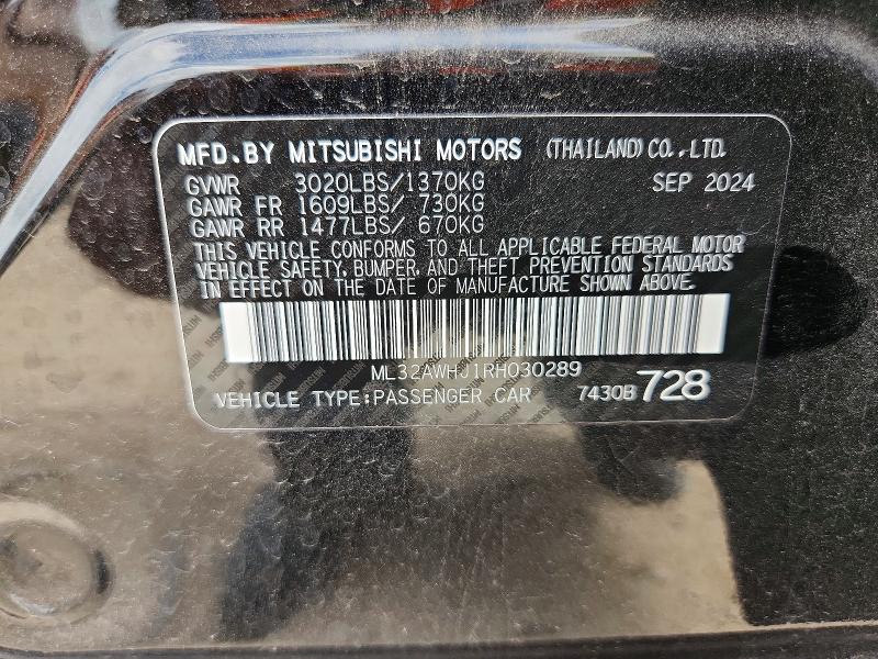 Продаж на аукціоні авто 2024 Mitsubishi Mirage, vin: ML32AWHJ1RH030289, номер лоту: 60960196