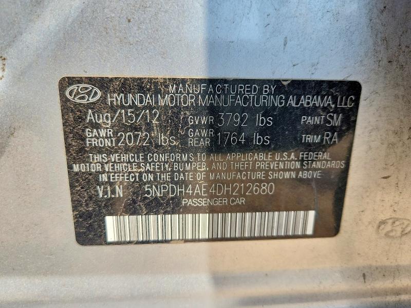 Aukcja sprzedaży 2013 Hyundai Elantra, vin: 5NPDH4AE4DH212680, numer aukcji: 63488256