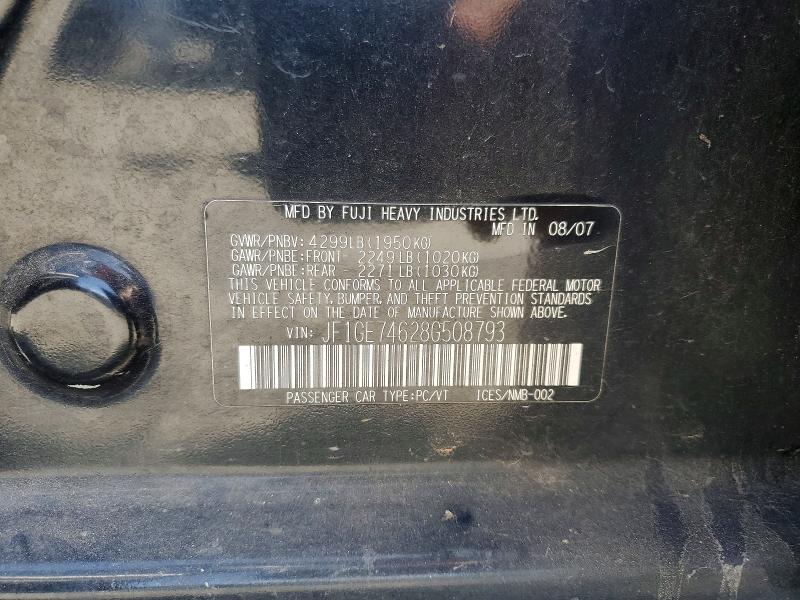 2008 Subaru Impreza მანქანა იყიდება აუქციონზე, vin: JF1GE74628G508793, აუქციონის ნომერი: 60040136